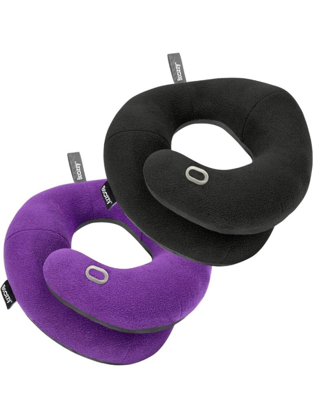 Travel Neck Pillow 2-Pack – Large Black & Purple – Ultimate Head, Neck & Chin